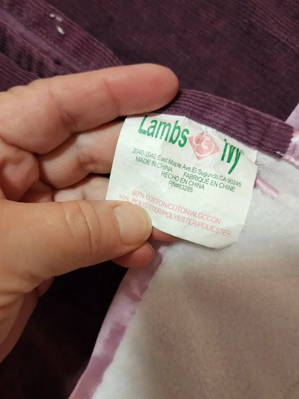 Lambs & Ivy Purple Corduroy Valance x2 62 x 12
